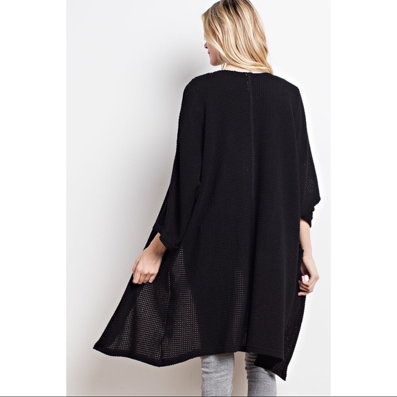 >>LAST<< Emily Waffle Knit Duster - Black - Picture 4 of 5